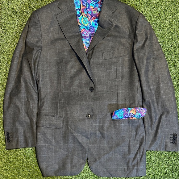 NWOT Astor & Black Elegant Charcoal Blazer with Vibrant Floral Lining
